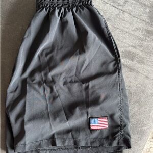 GoRuck Black training shorts with American Flag Patch